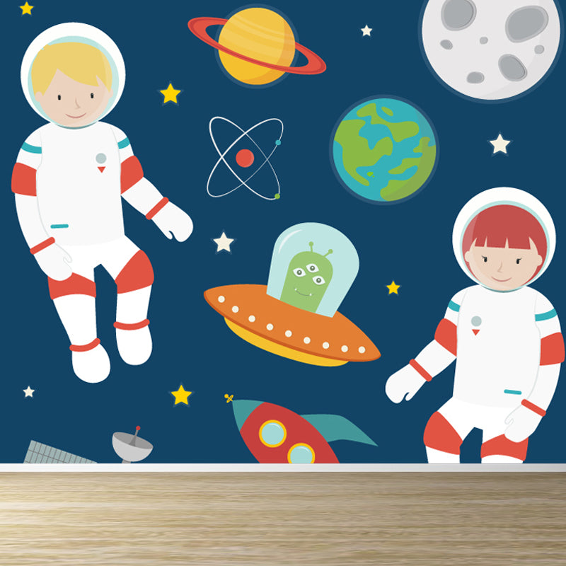 Light Color Outer Space Mural Decal Stain Resistant Children's Art Bedroom Wall Decor Clearhalo 'Wall Decor' 'Wall Mural' 1865043