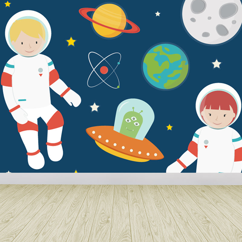 Light Color Outer Space Mural Decal Stain Resistant Children's Art Bedroom Wall Decor Clearhalo 'Wall Decor' 'Wall Mural' 1865044