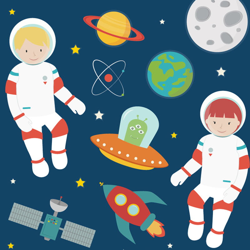 Light Color Outer Space Mural Decal Stain Resistant Children's Art Bedroom Wall Decor Clearhalo 'Wall Decor' 'Wall Mural' 1865045