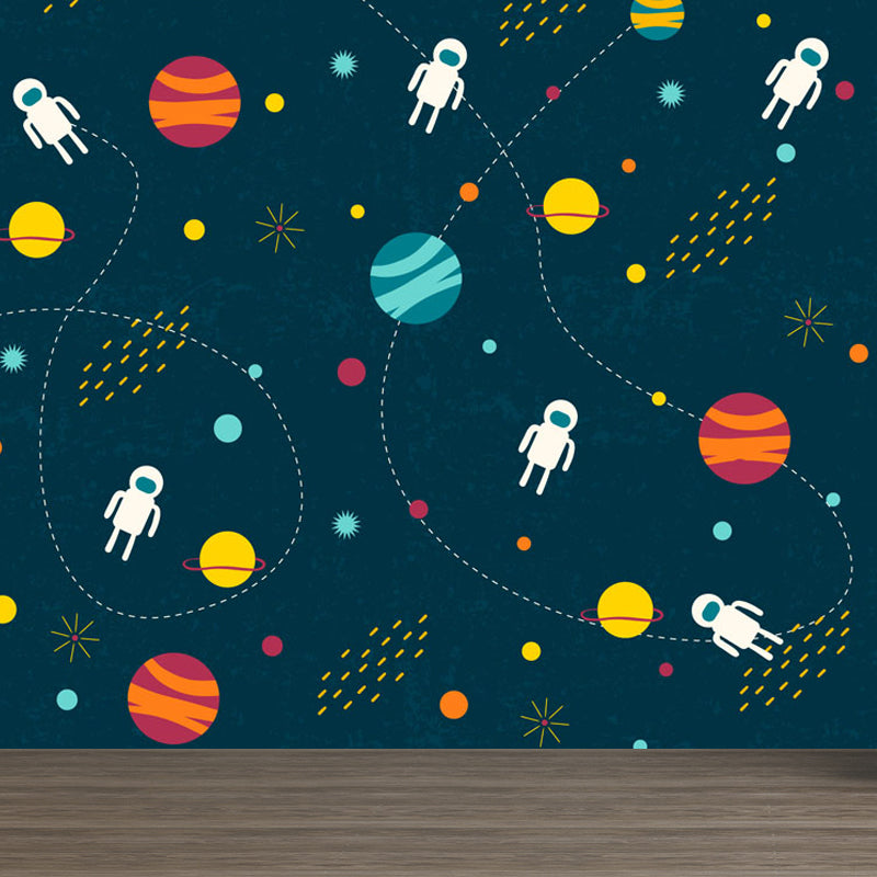 Light Color Outer Space Mural Decal Stain Resistant Children's Art Bedroom Wall Decor Clearhalo 'Wall Decor' 'Wall Mural' 1865049