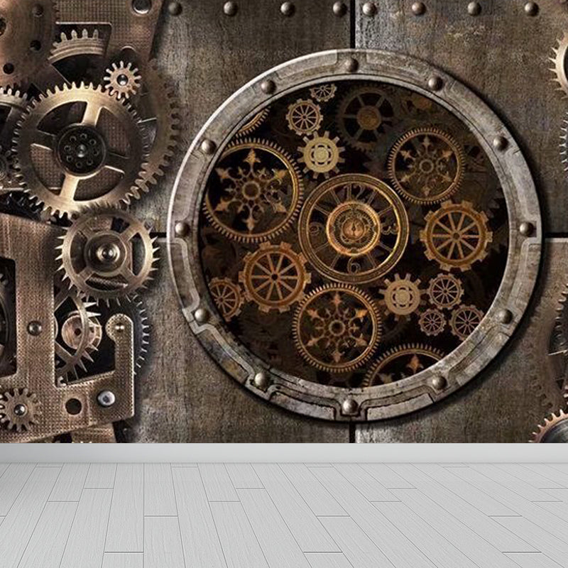 Metal Factory Equipment Mural Wallpaper Cyberpunk Non-Woven Wall Covering for Home Clearhalo 'Wall Decor' 'Wall Mural' 1865063