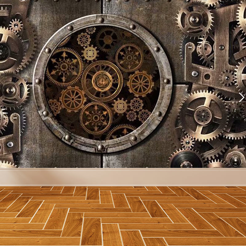 Metal Factory Equipment Mural Wallpaper Cyberpunk Non-Woven Wall Covering for Home Clearhalo 'Wall Decor' 'Wall Mural' 1865064