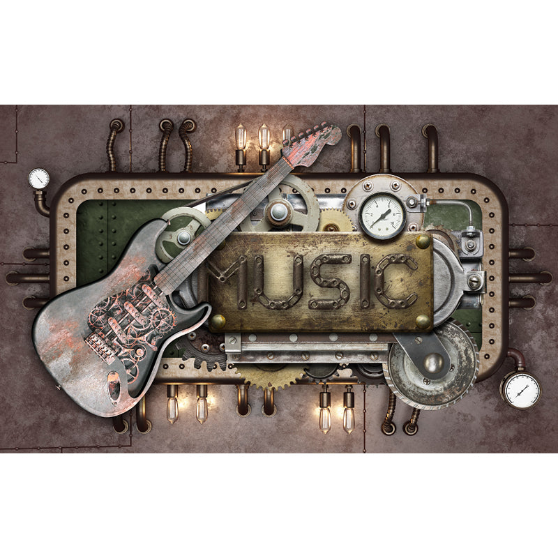 Metal Factory Equipment Mural Wallpaper Cyberpunk Non-Woven Wall Covering for Home Clearhalo 'Wall Decor' 'Wall Mural' 1865070