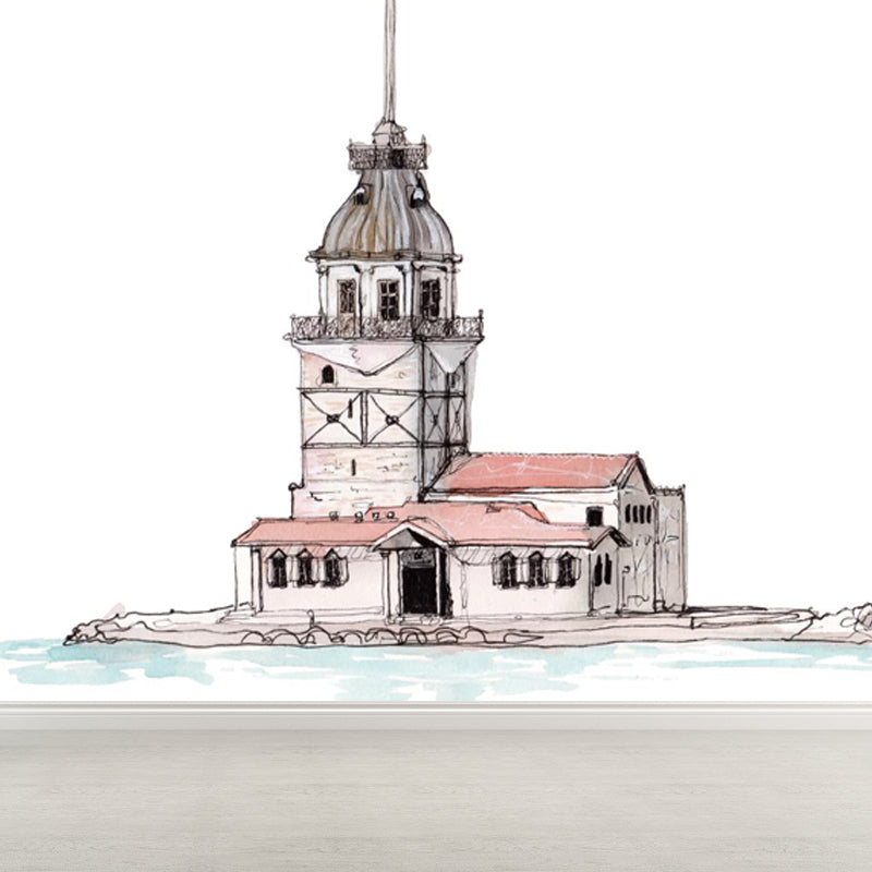 Extra Large Landmark Spot Mural Light Color Non-Woven Wall Art for Interior Decor Clearhalo 'Wall Decor' 'Wall Mural' 1865108