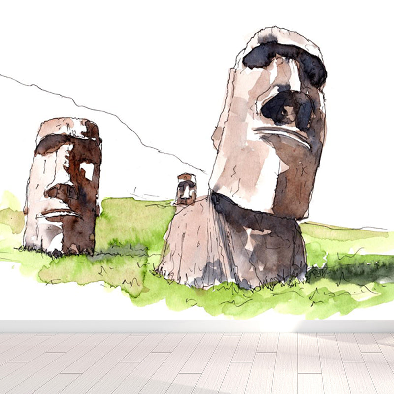 Extra Large Landmark Spot Mural Light Color Non-Woven Wall Art for Interior Decor Dark Brown Clearhalo 'Wall Decor' 'Wall Mural' 1865112