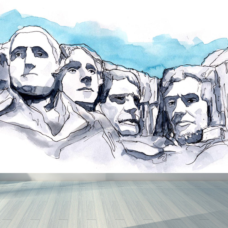 Extra Large Landmark Spot Mural Light Color Non-Woven Wall Art for Interior Decor Grey Clearhalo 'Wall Decor' 'Wall Mural' 1865117