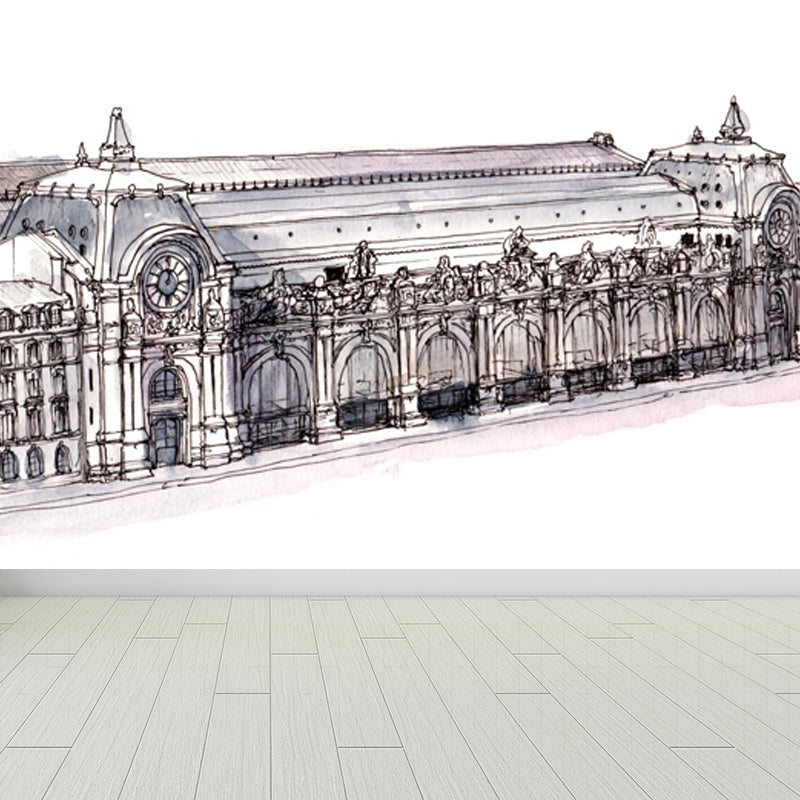 Extra Large Landmark Spot Mural Light Color Non-Woven Wall Art for Interior Decor Clearhalo 'Wall Decor' 'Wall Mural' 1865123