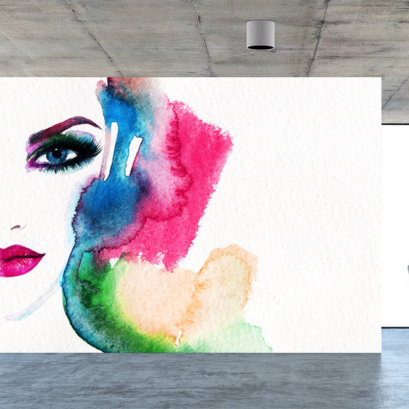 Stain Resistant Girl Pattern Mural Decal Non-Woven Fashion Wall Decor for Sitting Room Clearhalo 'Wall Decor' 'Wall Mural' 1865128