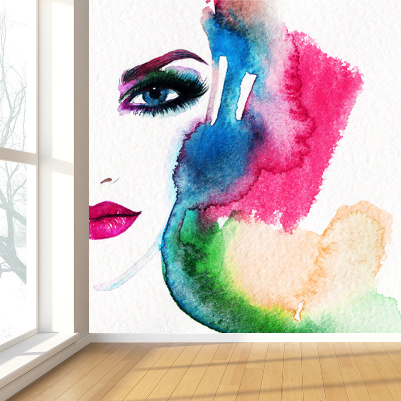 Stain Resistant Girl Pattern Mural Decal Non-Woven Fashion Wall Decor for Sitting Room Clearhalo 'Wall Decor' 'Wall Mural' 1865129