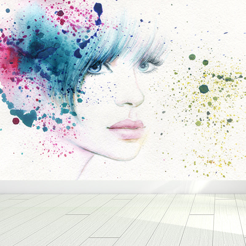 Stain Resistant Girl Pattern Mural Decal Non-Woven Fashion Wall Decor for Sitting Room Clearhalo 'Wall Decor' 'Wall Mural' 1865138