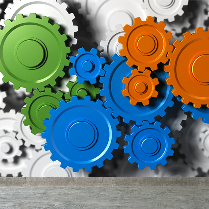 Photography Metal Gear Mural Wallpaper for Study Room, Pastel Color, Made to Measure Clearhalo 'Wall Decor' 'Wall Mural' 1865154