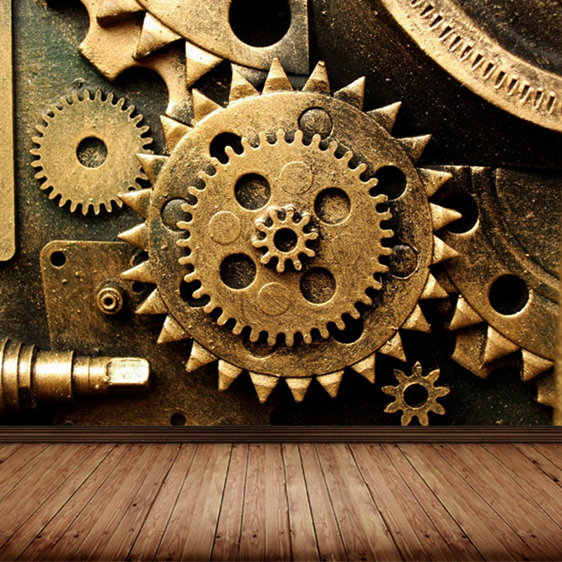 Photography Metal Gear Mural Wallpaper for Study Room, Pastel Color, Made to Measure Clearhalo 'Wall Decor' 'Wall Mural' 1865159