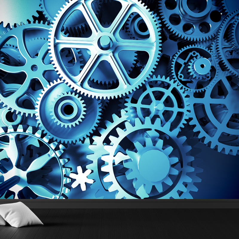 Photography Metal Gear Mural Wallpaper for Study Room, Pastel Color, Made to Measure Grey Clearhalo 'Wall Decor' 'Wall Mural' 1865162