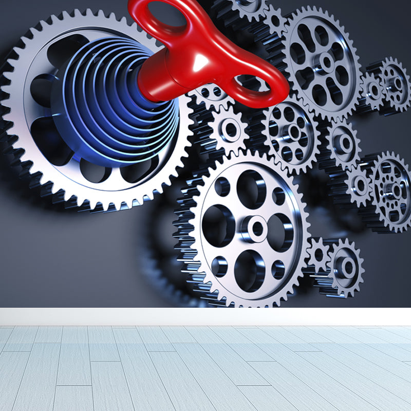 Photography Metal Gear Mural Wallpaper for Study Room, Pastel Color, Made to Measure Brown Clearhalo 'Wall Decor' 'Wall Mural' 1865172