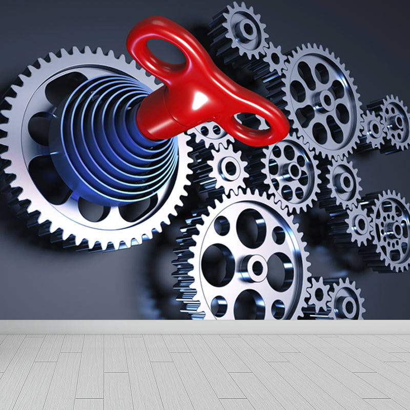 Photography Metal Gear Mural Wallpaper for Study Room, Pastel Color, Made to Measure Clearhalo 'Wall Decor' 'Wall Mural' 1865174