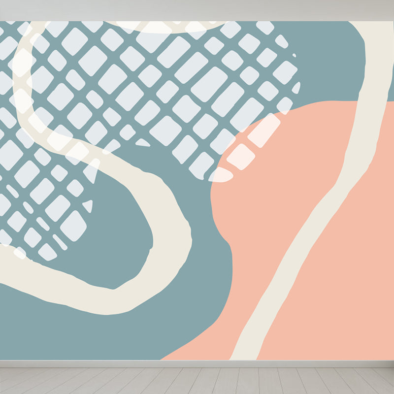 Bright Abstract Mural Wallpaper Contemporary Style Non-Woven Material Wall Covering Light Blue Clearhalo 'Wall Decor' 'Wall Mural' 1865177