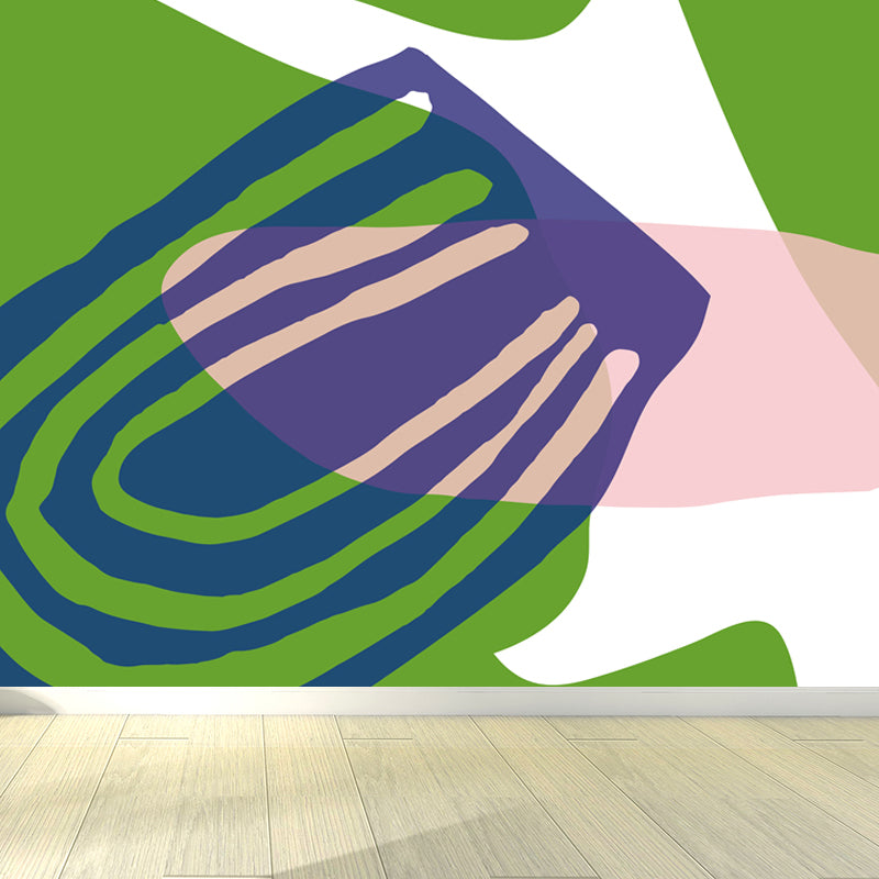 Bright Abstract Mural Wallpaper Contemporary Style Non-Woven Material Wall Covering Green Clearhalo 'Wall Decor' 'Wall Mural' 1865182