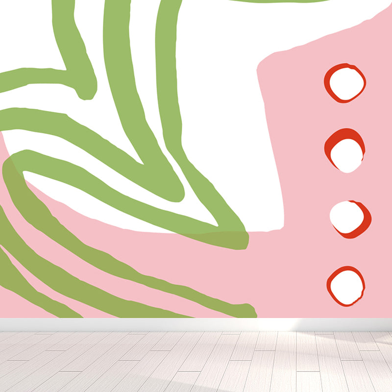 Bright Abstract Mural Wallpaper Contemporary Style Non-Woven Material Wall Covering Pink Clearhalo 'Wall Decor' 'Wall Mural' 1865192