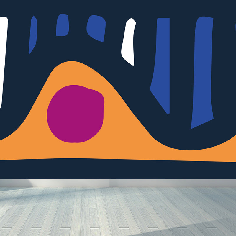 Extra Large Abstract Mural Light Color Non-Woven Wall Art for Indoor Decor, Customised Blue Clearhalo 'Wall Decor' 'Wall Mural' 1865202