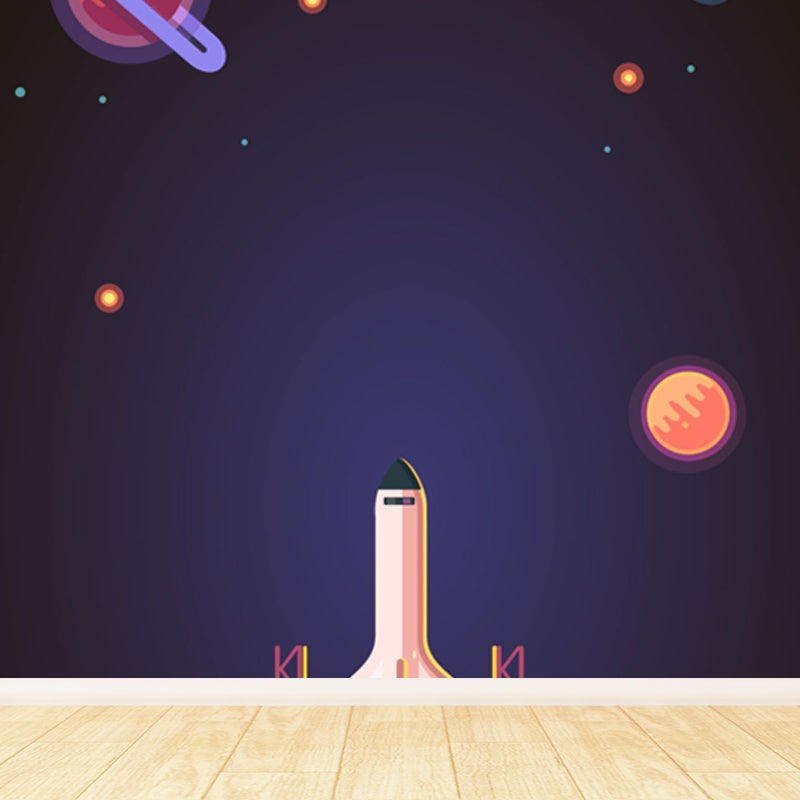 Soft Color Children's Art Mural Wallpaper Huge Space Scene Wall Covering for Dining Room Clearhalo 'Wall Decor' 'Wall Mural' 1865233