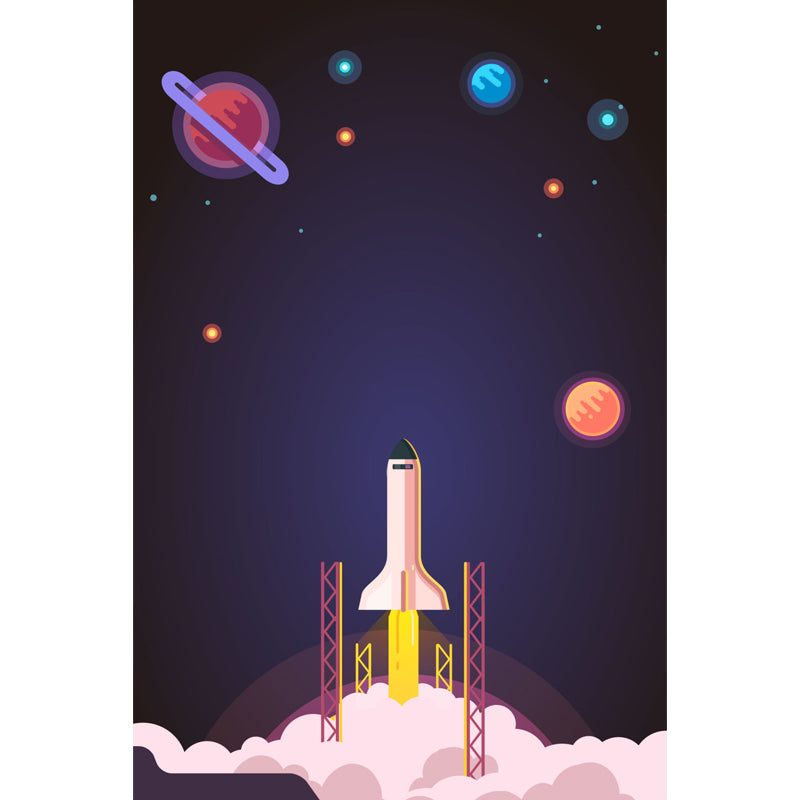 Soft Color Children's Art Mural Wallpaper Huge Space Scene Wall Covering for Dining Room Clearhalo 'Wall Decor' 'Wall Mural' 1865235