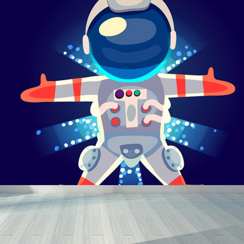 Soft Color Children's Art Mural Wallpaper Huge Space Scene Wall Covering for Dining Room Blue Clearhalo 'Wall Decor' 'Wall Mural' 1865237