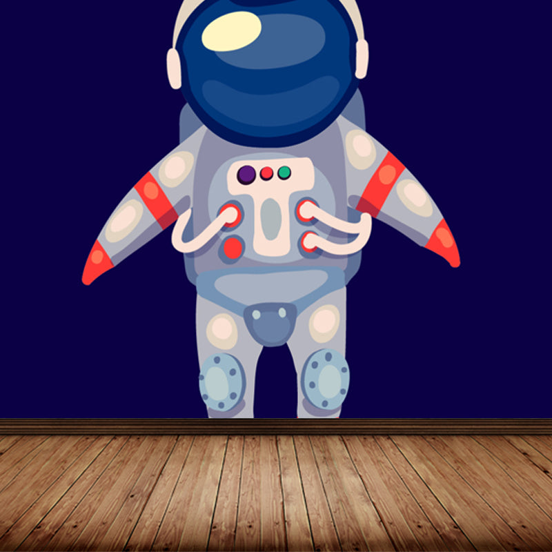 Soft Color Children's Art Mural Wallpaper Huge Space Scene Wall Covering for Dining Room Dark Blue Clearhalo 'Wall Decor' 'Wall Mural' 1865242