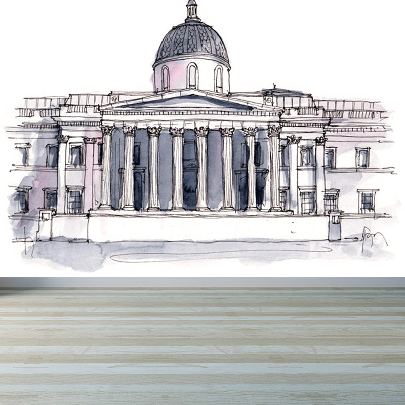 Stain Resistant Architecture View Mural Non-Woven Contemporary Wall Covering for Kitchen Clearhalo 'Wall Decor' 'Wall Mural' 1865254