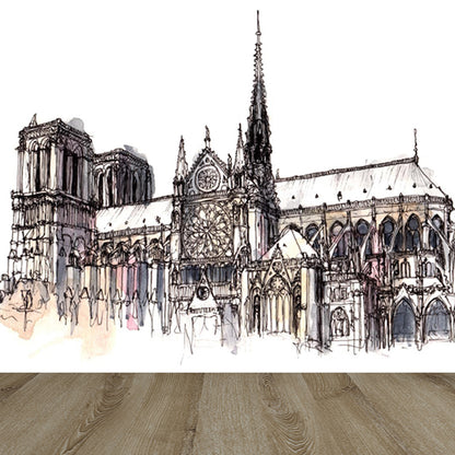 Stain Resistant Architecture View Mural Non-Woven Contemporary Wall Covering for Kitchen Dark Gray Clearhalo 'Wall Decor' 'Wall Mural' 1865257