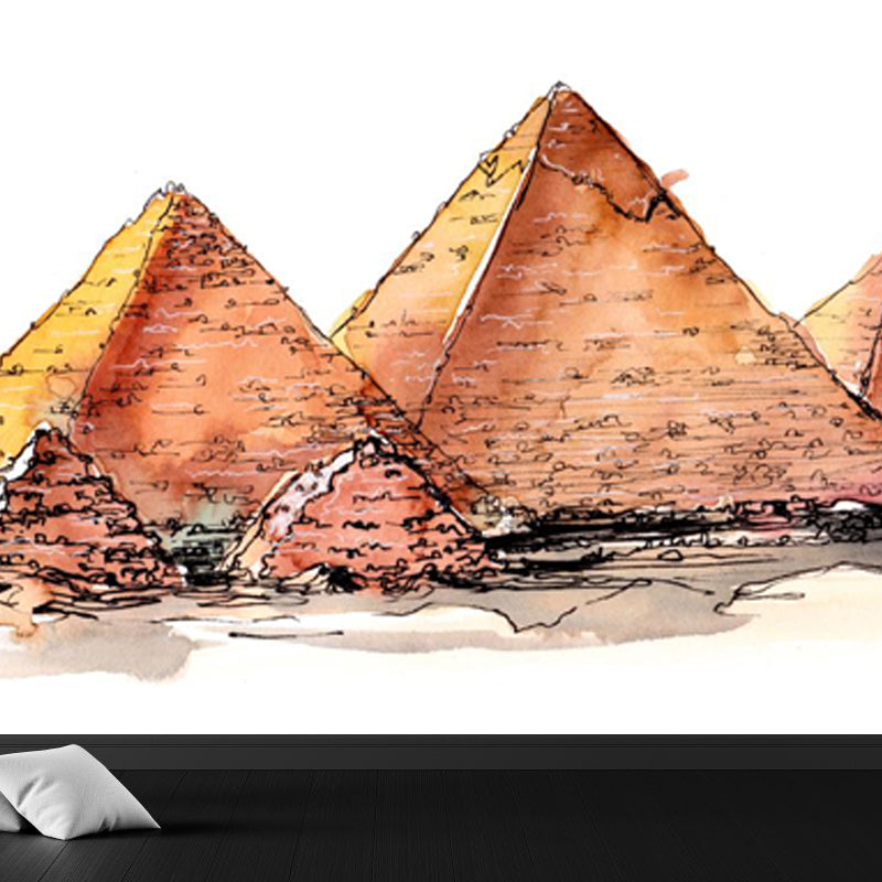 Stain Resistant Architecture View Mural Non-Woven Contemporary Wall Covering for Kitchen Brick Red Clearhalo 'Wall Decor' 'Wall Mural' 1865262