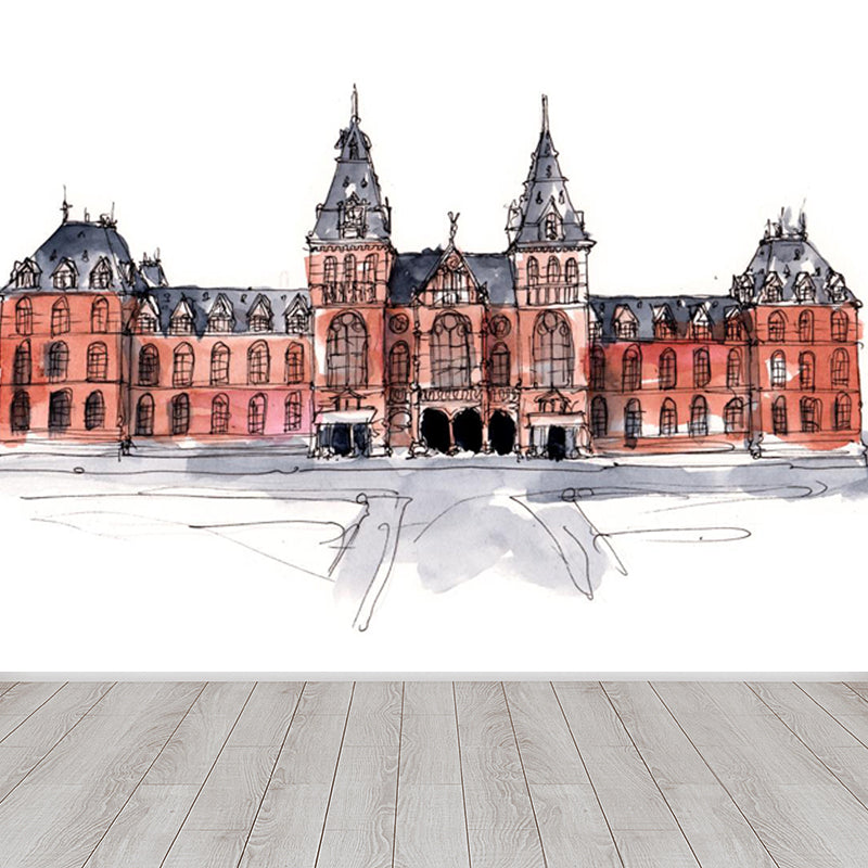 Stain Resistant Architecture View Mural Non-Woven Contemporary Wall Covering for Kitchen Clearhalo 'Wall Decor' 'Wall Mural' 1865268