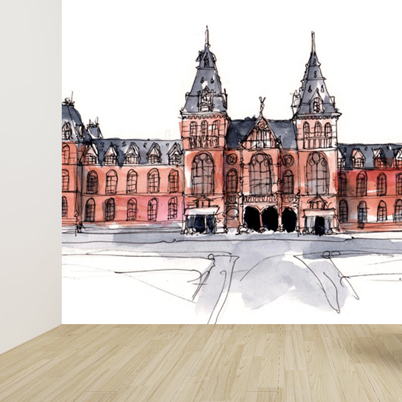 Stain Resistant Architecture View Mural Non-Woven Contemporary Wall Covering for Kitchen Clearhalo 'Wall Decor' 'Wall Mural' 1865269