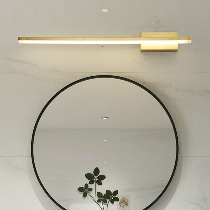 Gold Elongated Wall Mounted Lighting Contemporary LED Metal Vanity Wall Light Fixture Clearhalo 'Cast Iron' 'Glass' 'Industrial' 'Modern wall lights' 'Modern' 'Tiffany' 'Traditional wall lights' 'Vanity Lights' 'Wall Lights' Lighting' 1865303