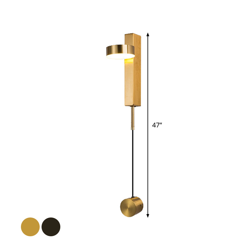 Black/Gold Rectangle Flush Mount Wall Sconce Simplicity LED Metallic Wall Lighting Fixture with Switch Clearhalo 'Cast Iron' 'Glass' 'Industrial' 'Modern wall lights' 'Modern' 'Tiffany' 'Traditional wall lights' 'Wall Lamps & Sconces' 'Wall Lights' Lighting' 1865309