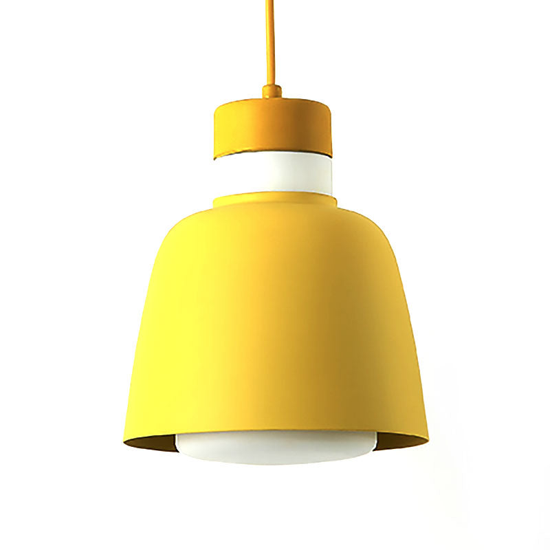 Black/Pink/Yellow Bell Ceiling Pendant Light Modernism 1 Light Metal Hanging Lamp Kit Clearhalo 'Ceiling Lights' 'Modern Pendants' 'Modern' 'Pendant Lights' 'Pendants' Lighting' 186531