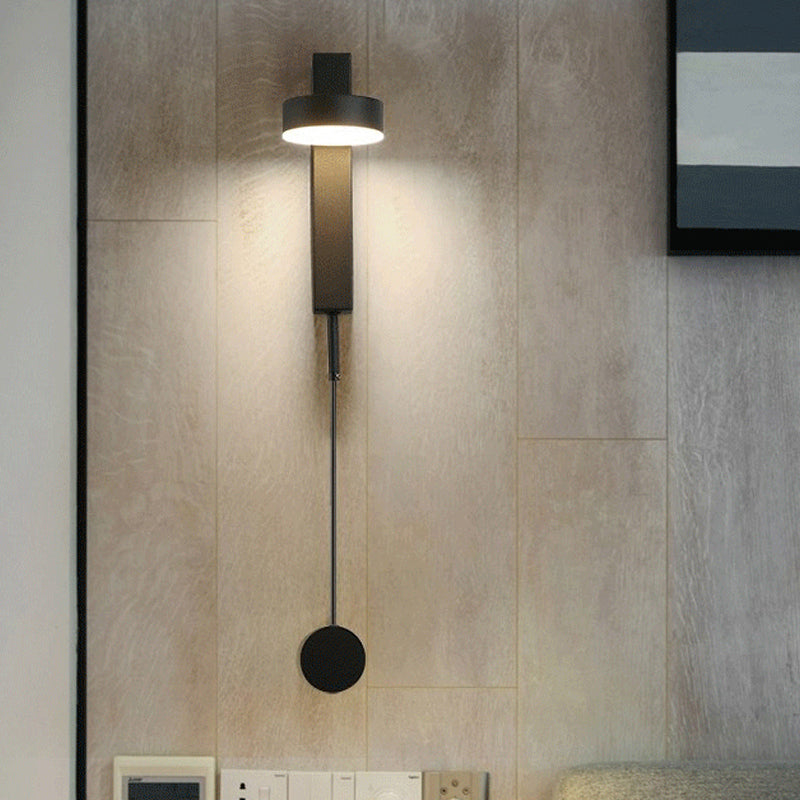 Black/Gold Rectangle Flush Mount Wall Sconce Simplicity LED Metallic Wall Lighting Fixture with Switch Black Clearhalo 'Cast Iron' 'Glass' 'Industrial' 'Modern wall lights' 'Modern' 'Tiffany' 'Traditional wall lights' 'Wall Lamps & Sconces' 'Wall Lights' Lighting' 1865310