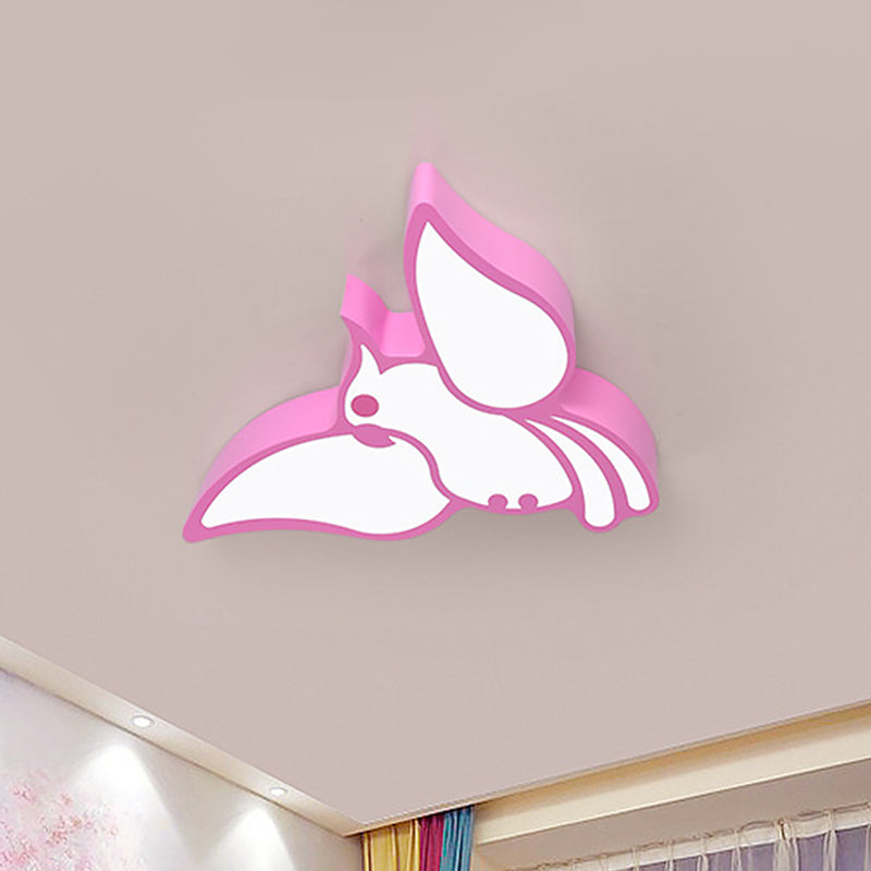 Acrylic Flying Parrot Flush Light Children Style Red/Pink/Blue LED Flush Mount Ceiling Fixture Pink Clearhalo 'Ceiling Lights' 'Close To Ceiling Lights' 'Close to ceiling' 'Flush mount' Lighting' 1865326