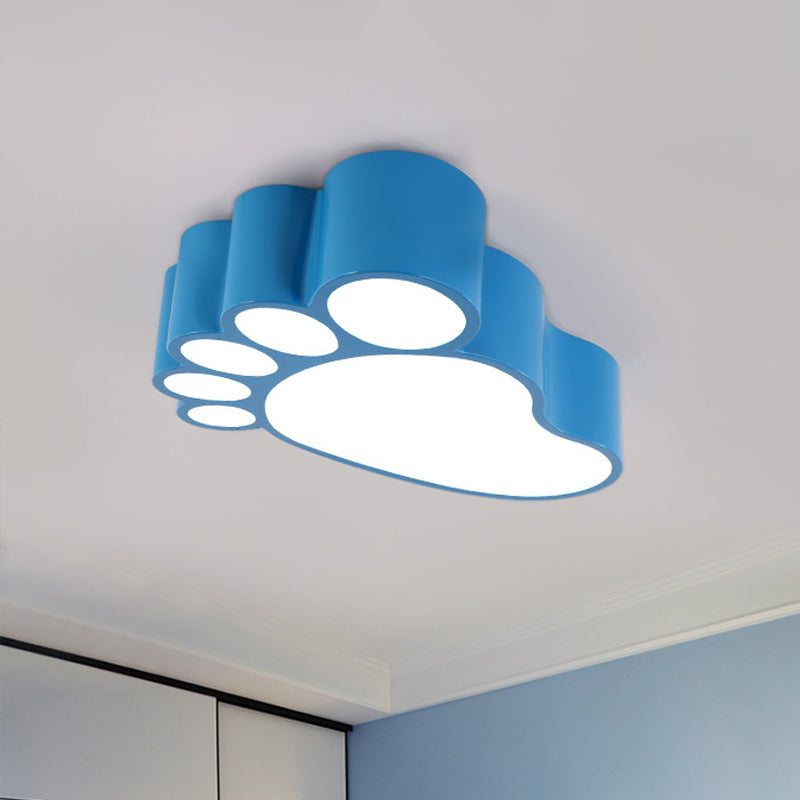 Acrylic Footstep-Like LED Flush Mount Lamp Kids Red/Yellow/Blue Flush Ceiling Light Fixture for Kindergarten Blue Clearhalo 'Ceiling Lights' 'Close To Ceiling Lights' 'Close to ceiling' 'Flush mount' Lighting' 1865339