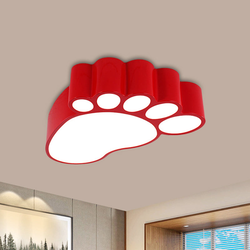 Acrylic Footstep-Like LED Flush Mount Lamp Kids Red/Yellow/Blue Flush Ceiling Light Fixture for Kindergarten Red Clearhalo 'Ceiling Lights' 'Close To Ceiling Lights' 'Close to ceiling' 'Flush mount' Lighting' 1865347