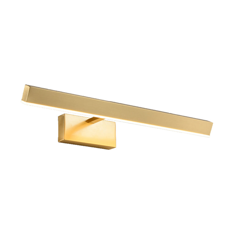 Metallic Slim Rectangle Wall Lamp Fixture Modernism LED Metallic Vanity Lighting in Gold Clearhalo 'Cast Iron' 'Glass' 'Industrial' 'Modern wall lights' 'Modern' 'Tiffany' 'Traditional wall lights' 'Vanity Lights' 'Wall Lights' Lighting' 1865377