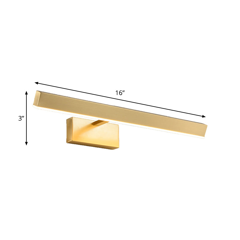 Metallic Slim Rectangle Wall Lamp Fixture Modernism LED Metallic Vanity Lighting in Gold Clearhalo 'Cast Iron' 'Glass' 'Industrial' 'Modern wall lights' 'Modern' 'Tiffany' 'Traditional wall lights' 'Vanity Lights' 'Wall Lights' Lighting' 1865378