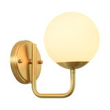 Single Head Corridor Wall Lighting Simple Gold Wall Light Sconce with Global White Glass Shade Clearhalo 'Cast Iron' 'Glass' 'Industrial' 'Modern wall lights' 'Modern' 'Tiffany' 'Traditional wall lights' 'Wall Lamps & Sconces' 'Wall Lights' Lighting' 1865380