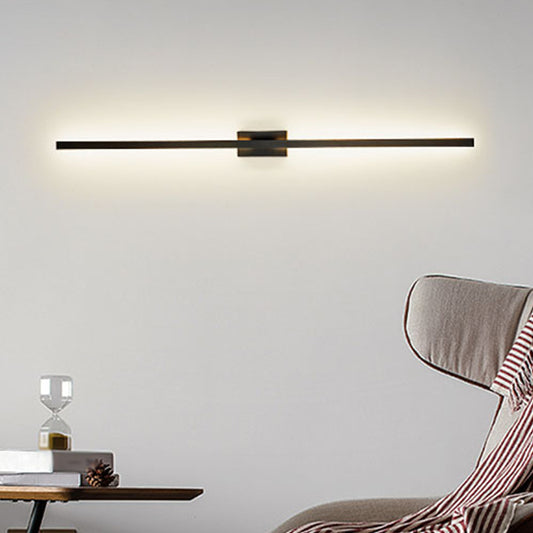 Minimalism Elongated Wall Lamp Fixture Metal Drawing Room LED Wall Sconce Light in Black Black Clearhalo 'Cast Iron' 'Glass' 'Industrial' 'Modern wall lights' 'Modern' 'Tiffany' 'Traditional wall lights' 'Wall Lamps & Sconces' 'Wall Lights' Lighting' 1865404