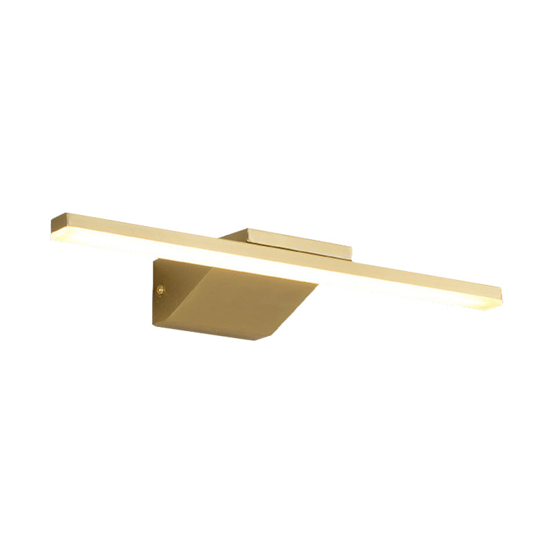 16"/21.5" W Metallic Streamlined Wall Lamp Simplicity LED Gold Vanity Sconce Light for Bathroom Clearhalo 'Cast Iron' 'Glass' 'Industrial' 'Modern wall lights' 'Modern' 'Tiffany' 'Traditional wall lights' 'Vanity Lights' 'Wall Lights' Lighting' 1865438