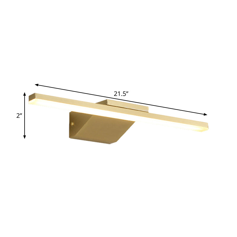 16"/21.5" W Metallic Streamlined Wall Lamp Simplicity LED Gold Vanity Sconce Light for Bathroom Clearhalo 'Cast Iron' 'Glass' 'Industrial' 'Modern wall lights' 'Modern' 'Tiffany' 'Traditional wall lights' 'Vanity Lights' 'Wall Lights' Lighting' 1865440