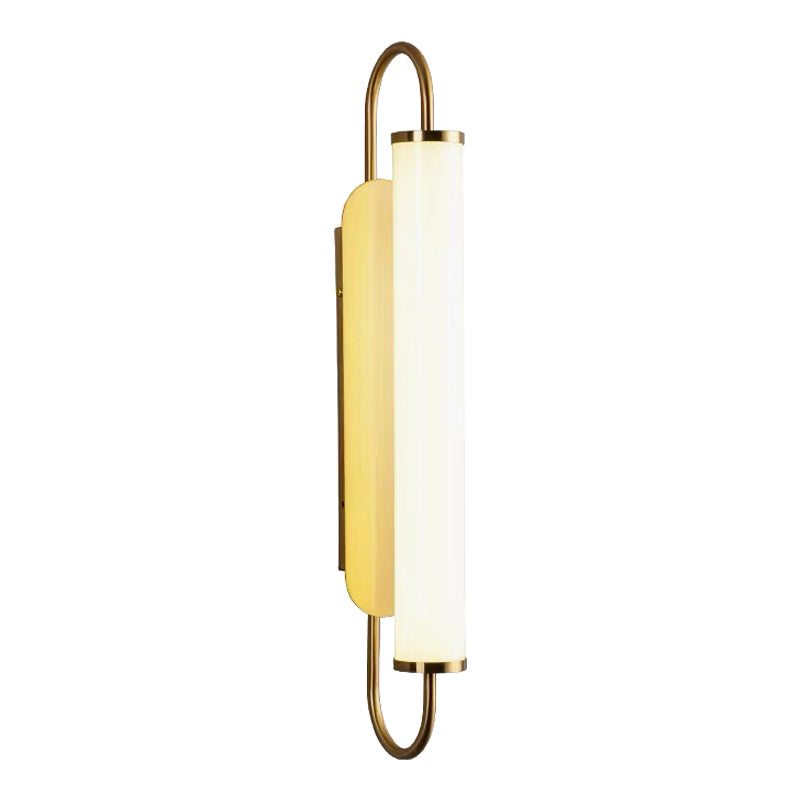 Oval Frame Wall Light Fixture Modern Metal LED Brass Wall Mounted Lamp with Tubular Opal Glass Shade Clearhalo 'Cast Iron' 'Glass' 'Industrial' 'Modern wall lights' 'Modern' 'Tiffany' 'Traditional wall lights' 'Wall Lamps & Sconces' 'Wall Lights' Lighting' 1865443