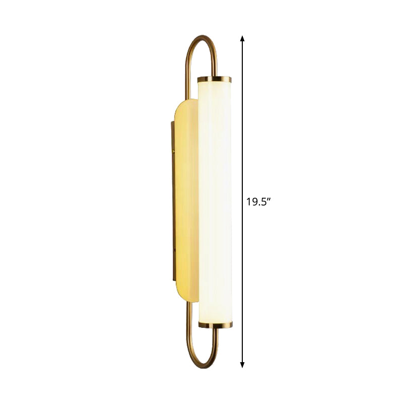 Oval Frame Wall Light Fixture Modern Metal LED Brass Wall Mounted Lamp with Tubular Opal Glass Shade Clearhalo 'Cast Iron' 'Glass' 'Industrial' 'Modern wall lights' 'Modern' 'Tiffany' 'Traditional wall lights' 'Wall Lamps & Sconces' 'Wall Lights' Lighting' 1865444