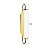 Oval Frame Wall Light Fixture Modern Metal LED Brass Wall Mounted Lamp with Tubular Opal Glass Shade Clearhalo 'Cast Iron' 'Glass' 'Industrial' 'Modern wall lights' 'Modern' 'Tiffany' 'Traditional wall lights' 'Wall Lamps & Sconces' 'Wall Lights' Lighting' 1865444