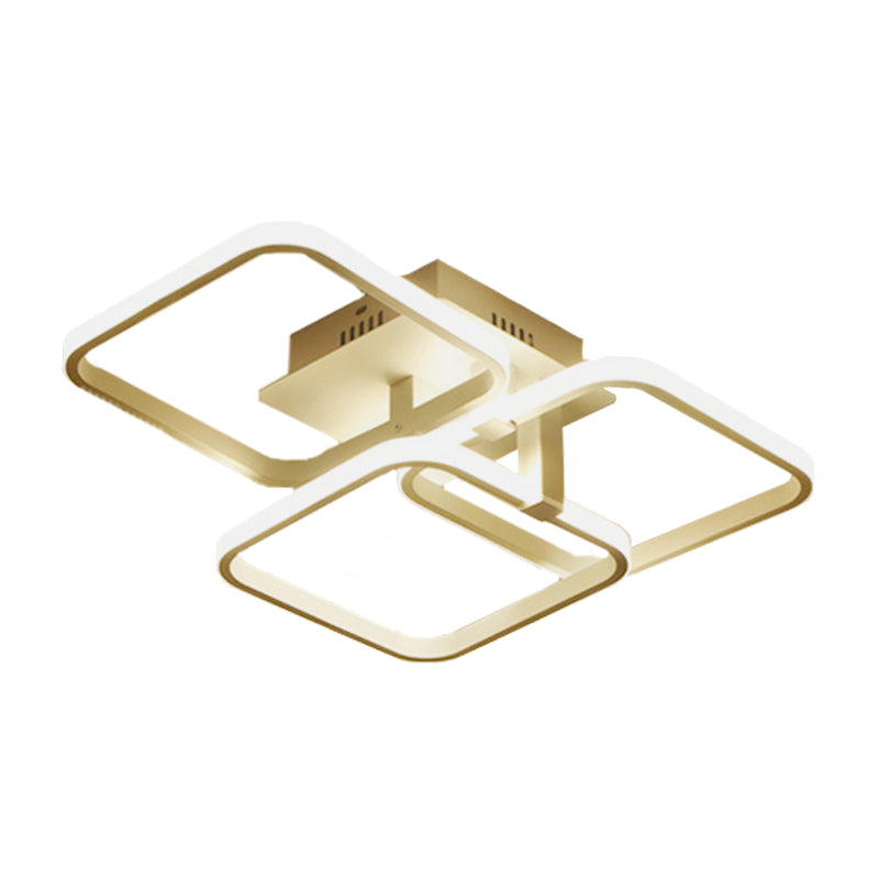 Metal 3-Square Semi Mount Lighting Contemporary 3 Heads White Close to Ceiling Light Fixture Clearhalo 'Ceiling Lights' 'Close To Ceiling Lights' 'Close to ceiling' 'Semi-flushmount' Lighting' 1865446