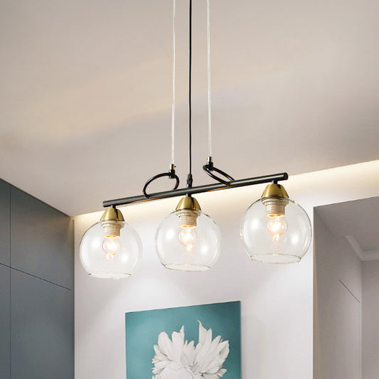 Sphere Dinning Hall Island Lighting Idea Clear/Smoke Gray Glass 3 Bulbs Contemporary Pendant Light Fixture Clear Clearhalo 'Ceiling Lights' 'Close To Ceiling Lights' 'Glass shade' 'Glass' 'Island Lights' 'Pendant Lights' Lighting' 1865457